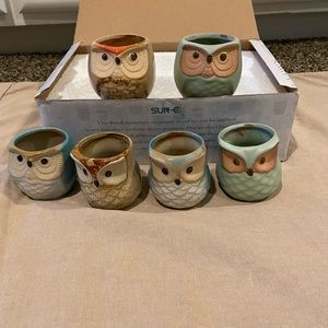 Sun-E  6 Owl 2.5” Bonsai/ Succulent Pots New in Box